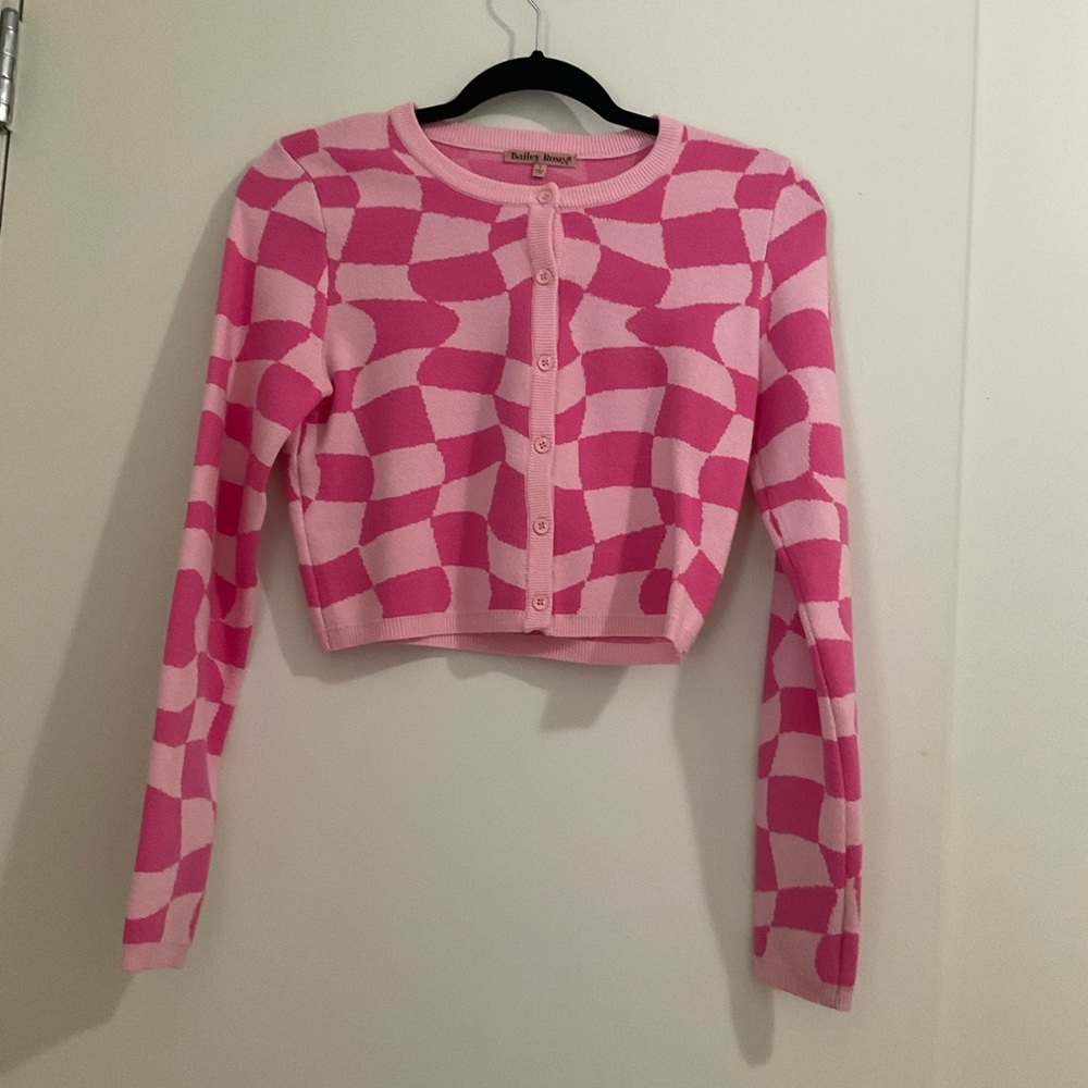 Y2K Vibe Pink Patterned Sweater